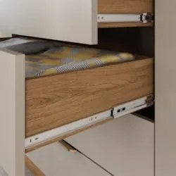 Guarda Roupa Casal 262cm Com Espelho Giard D02 Amêndola/Nude - Mpozena