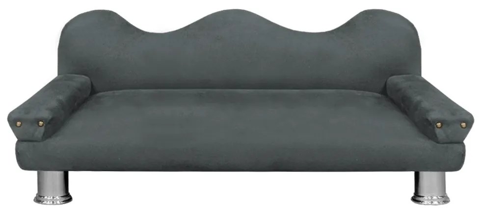 Cama Sofá Pet Meg Para Cães E Gatos Elegante e confortável Suede Cinza Grafite