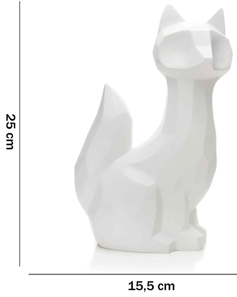 Escultura Decorativa Raposa Em Resina Branco Mate 25x16 Cm - D'Rossi