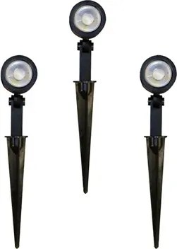 Kit 3 Espetos Led Preto 3w Ip65 3000k Luz Amarela Yamamura