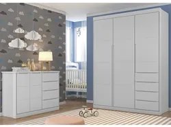 Jogo de Quarto Infantil Guarda Roupa e Cômoda Pérola Cinza - Phoenix