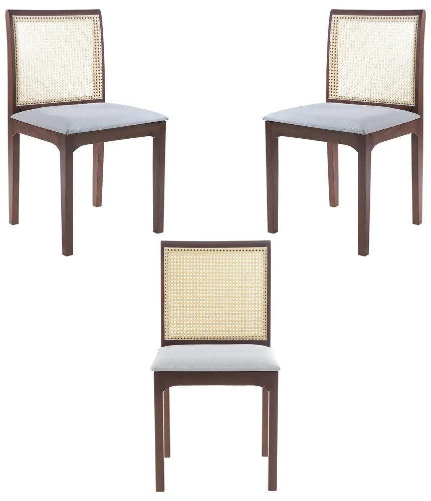 Kit 3 Cadeira Decorativa Sala de Jantar Steve Amêndoa G55 - Gran Belo