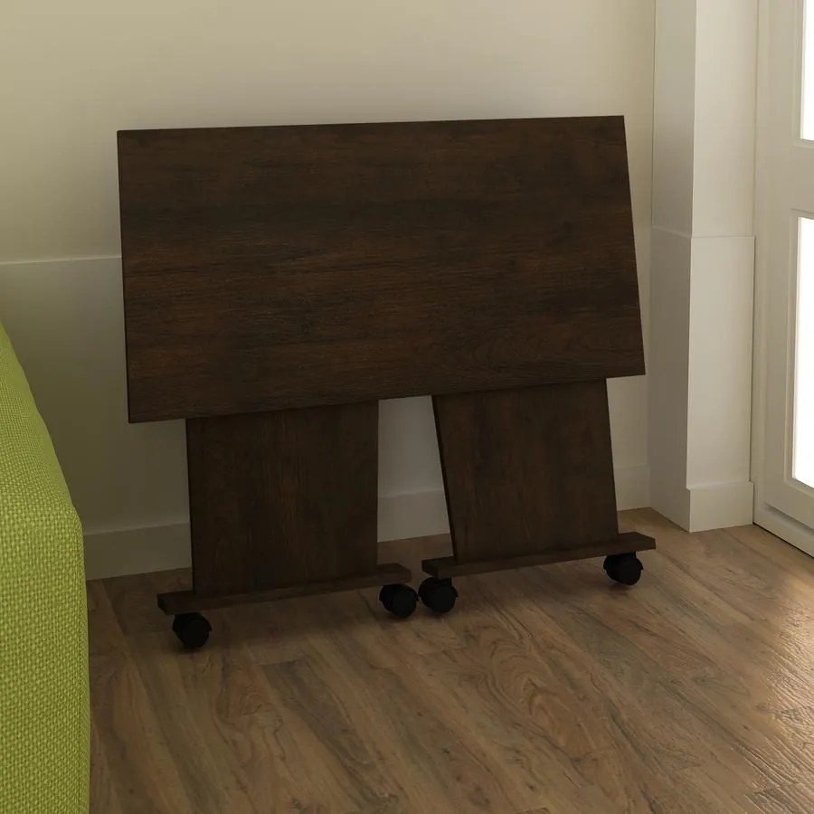 Mesa Dobrável Multiuso Rodas Notebook Home Office Rústico
