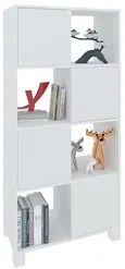 Mesa Escrivaninha em L Eron e Estante Livreiro Maly A06 Branco/Carvalh
