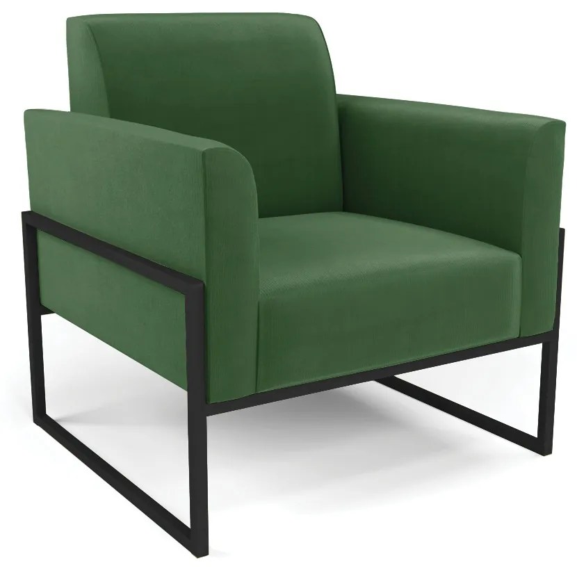 Sofá Namoradeira com Poltrona Base Industrial Alta Preto Marisa Suede D03 - D'Rossi - Verde