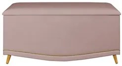 Calçadeira Baú Solteiro 90cm com Tachas Imperial J02 Veludo Rosê - Mpo