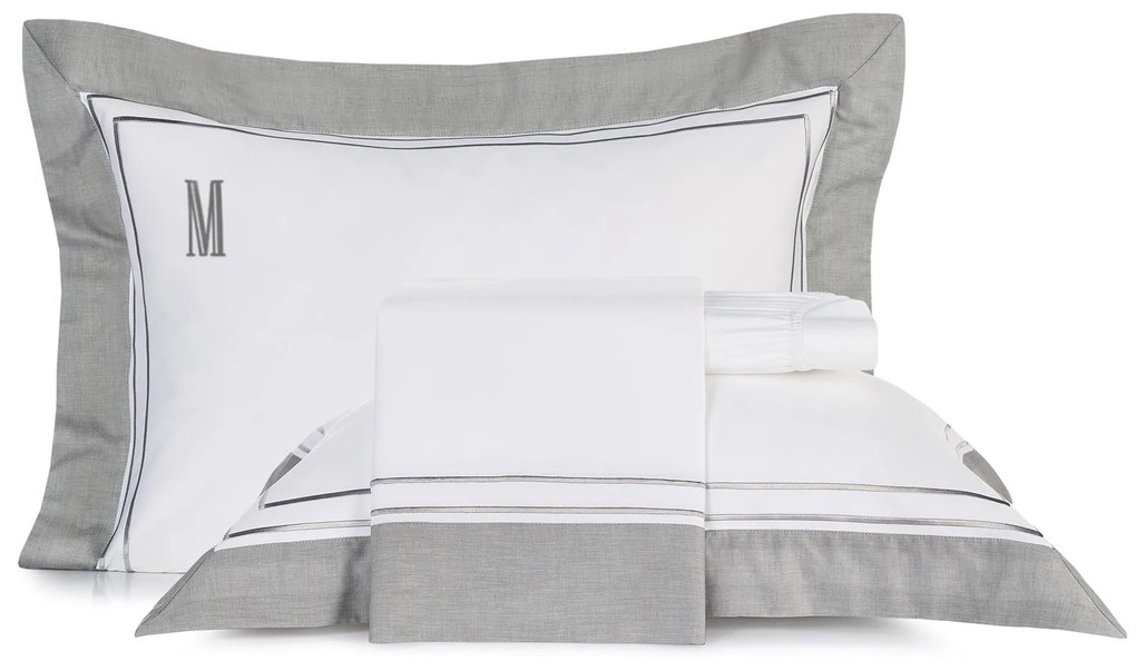 Jogo de Cama Altenburg Bordado em Cetim 300 Fios Essential - Cinza - Casal  Cinza - Casal