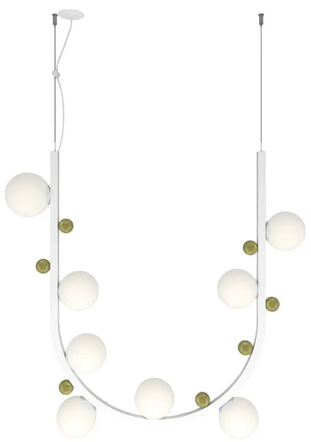 Pendente Aliança Arco Vertical 24X82X82Cm 08Xg9 Globo 10Cm - Usina 900... (CP-M - Champanhe Metálico, Cristal (Transparente))