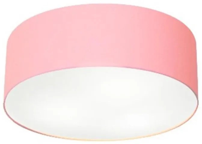 Plafon Cilíndrico Md-3046 Cúpula em Tecido 35x12cm Rosa Bebê - Bivolt