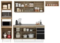 Armário de Cozinha Modulada 4 Peças CP12 Balcão com Pia Inox Castanho/