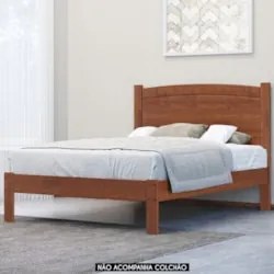 Cama Casal 140cm Pé Madeira Maciça Renzo Imbuia F07 - Mpozenat