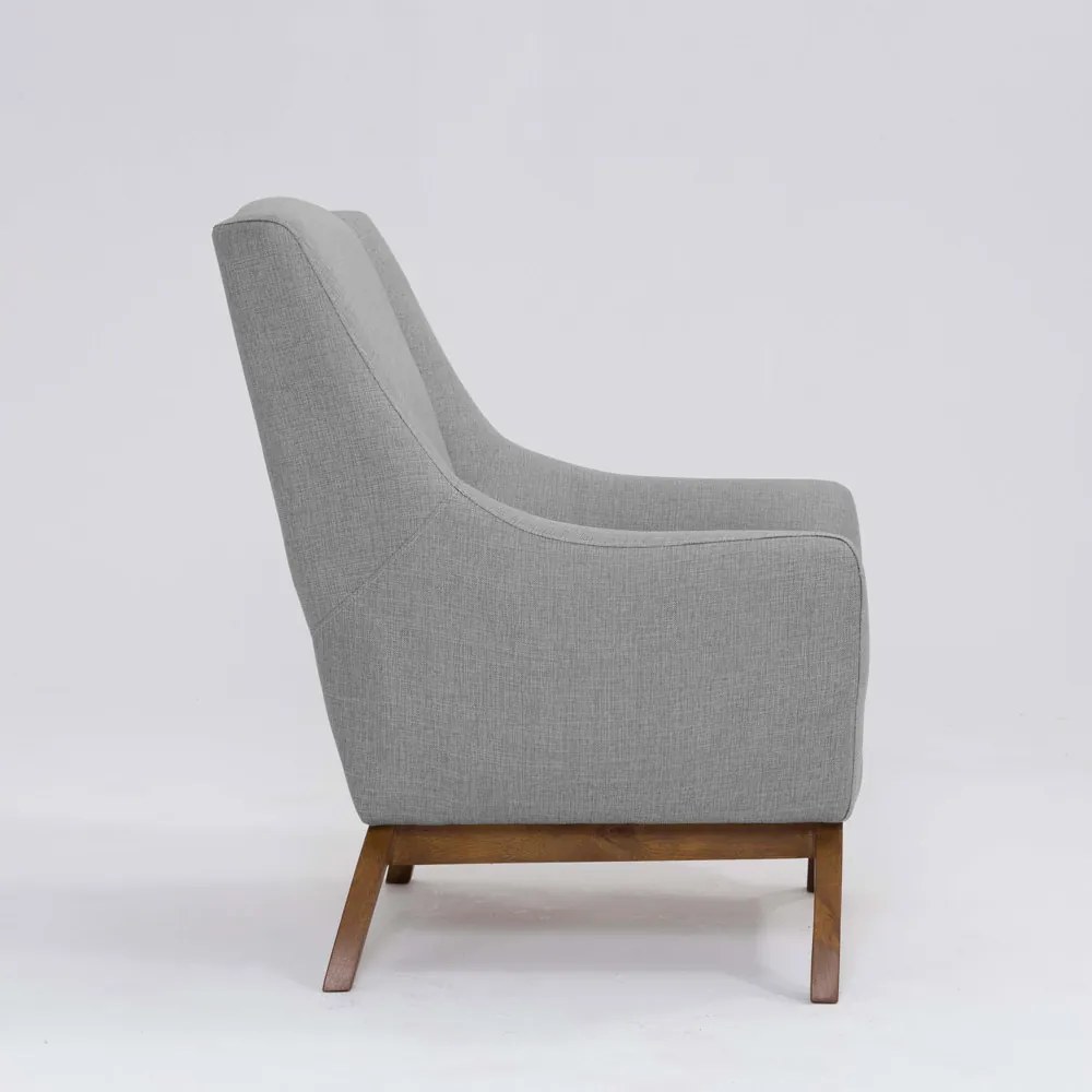 Poltrona Decorativa Mildred D07 Pés Madeira Linho Mescla Elefante - D'Rossi