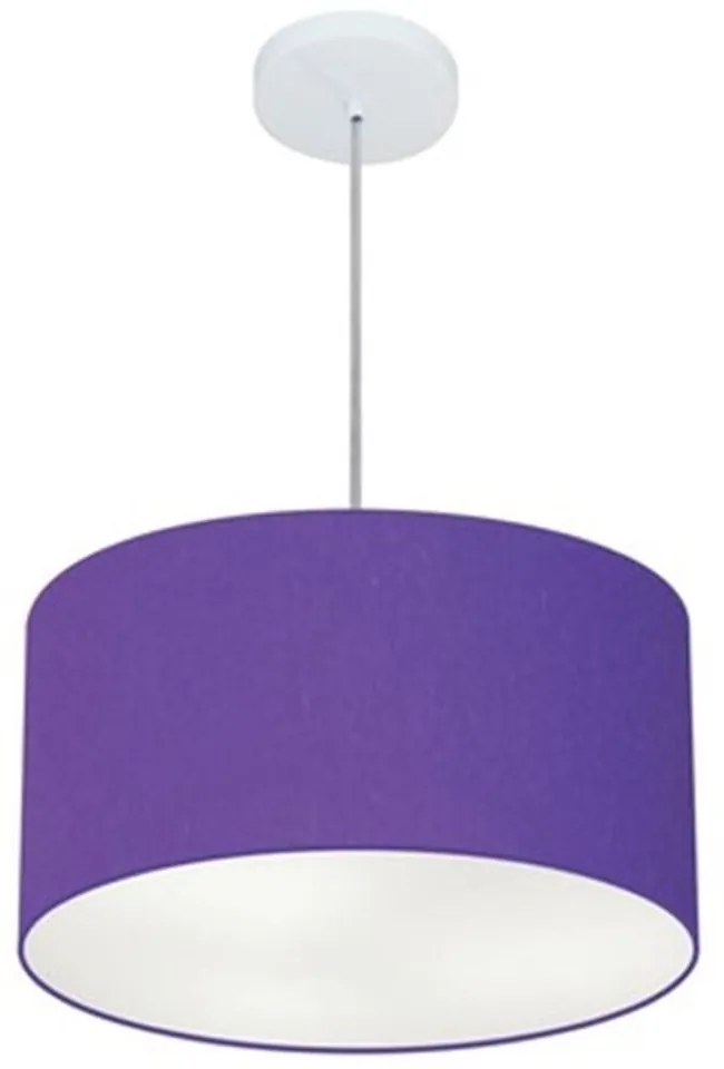 Lustre Pendente Cilíndrico Md-4099 Cúpula em Tecido 40x25cm Roxo - Bivolt