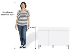 Armário Aéreo Andréia e Balcão Gabinete sem Tampo Manu 120cm Branco -