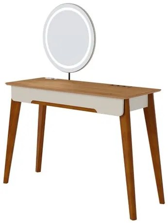 Penteadeira Queen Cor Off White Com Nature Espelho Led 116cm - 73405 Sun House