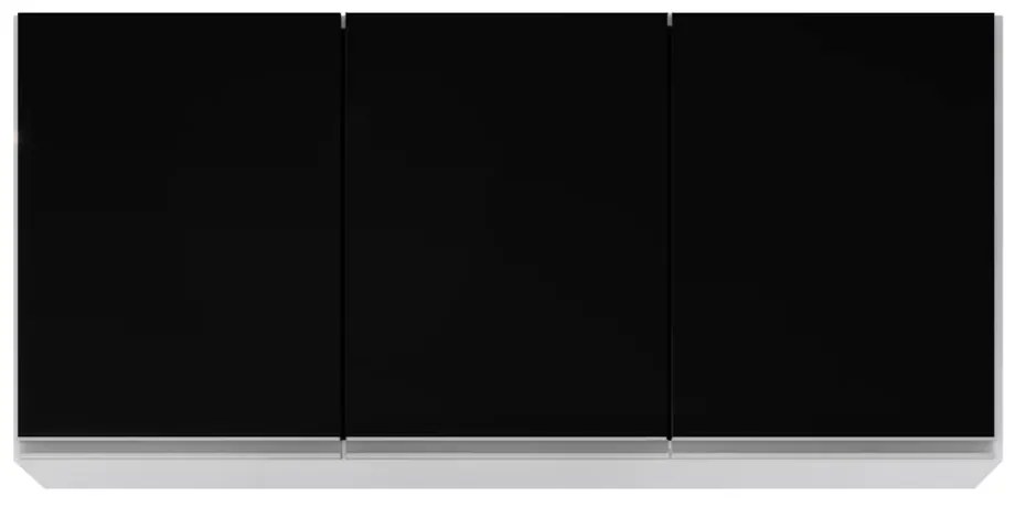 Kit 2 Armários Aéreo de Cozinha Lavanderia 03 Portas Tina 120 cm L06 - D'Rossi - Branco e Preto