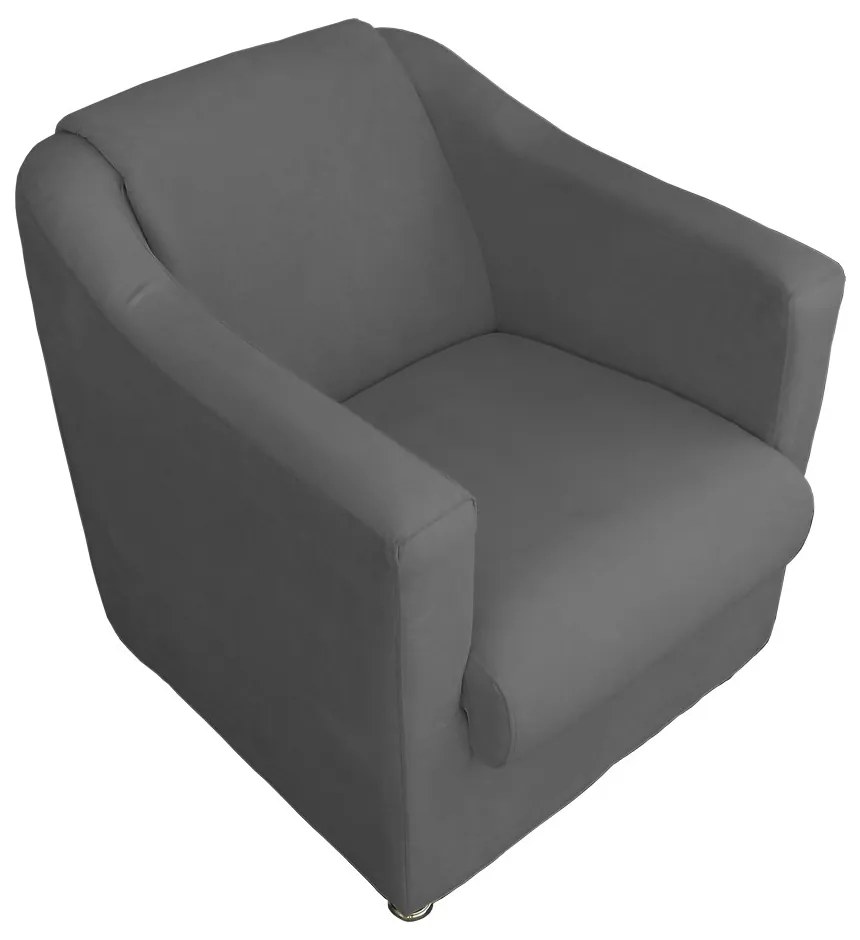 Poltrona Decorativa Cecilia Suede Cinza Grafite