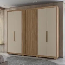 Guarda Roupa Casal 260cm 6 Portas Gaia Carvalho/Fendi Z17 - Mpozena