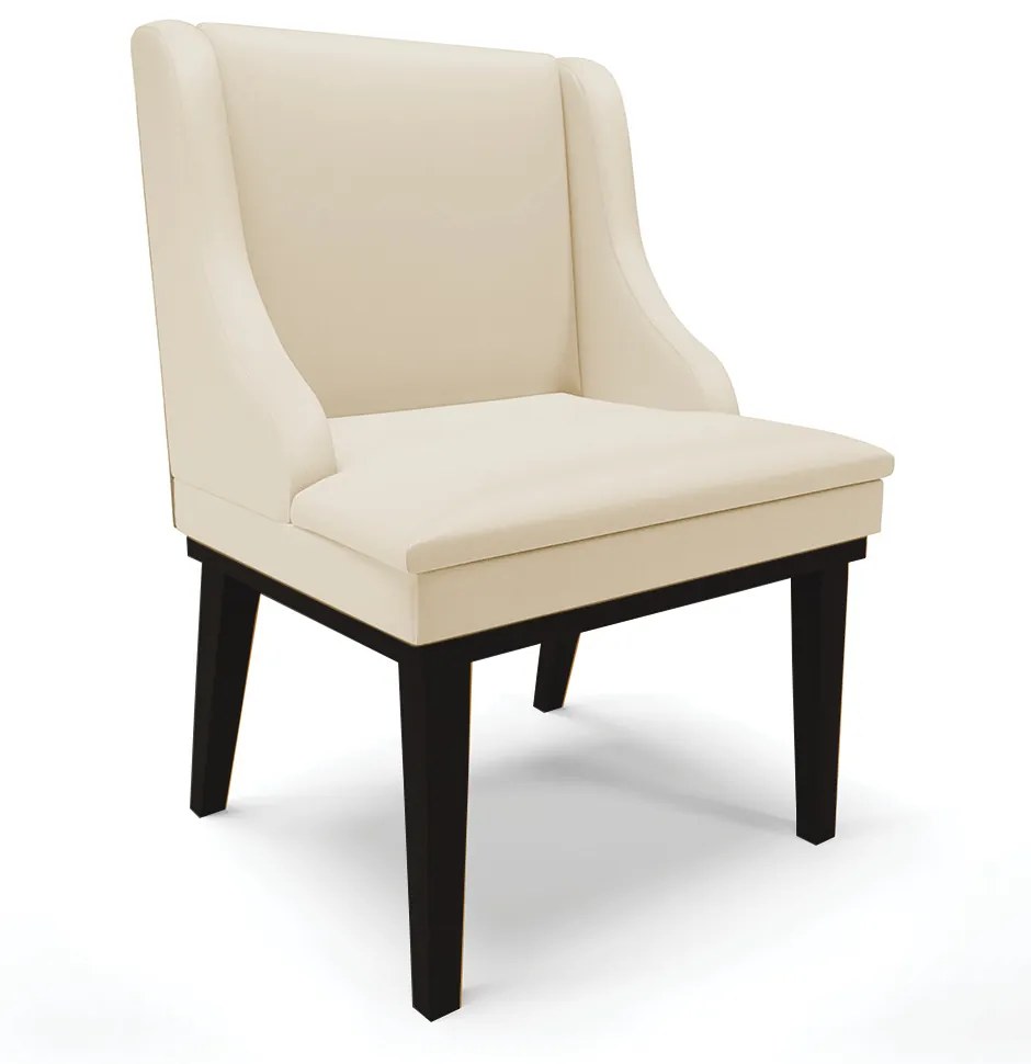Cadeira de Jantar Liz Corino Base Fixa Madeira Preto D03 - D'Rossi - Bege