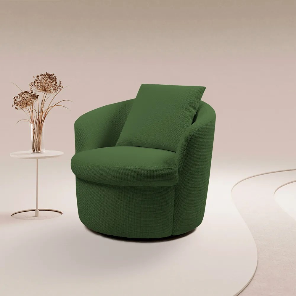 Poltrona Base Giratória Portofino Linho Rústico Verde Musgo G92 - Gran Belo