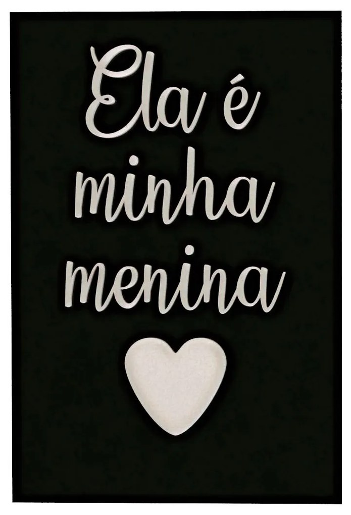 Kit de Quadros 3D Ela é minha menina Eu sou o menino dela 30x20 cm - Preto E Branco