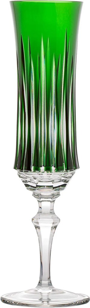 Taça de Cristal Flauta Mozart Basic Lapidado p/ Champagne 195ml - Verde Escuro  Verde Escuro