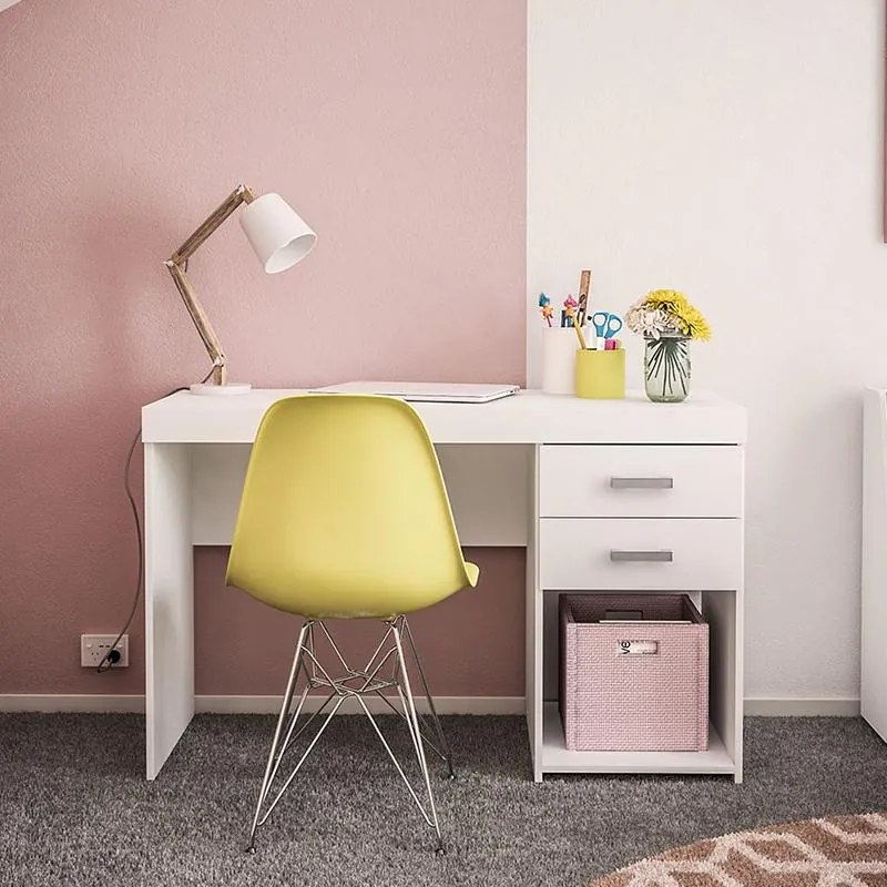 Mesa De Escritório Computador Malta 1,20m 2 Gavetas - Branco