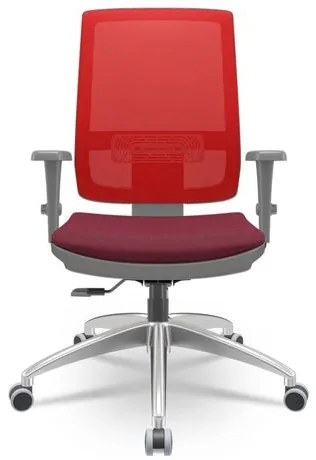 Cadeira Brizza Diretor Grafite Tela Vermelha Assento Poliester Vinho Base RelaxPlax Alumínio - 66055 Sun House