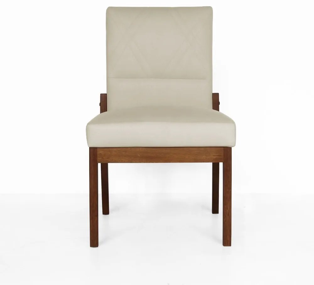 Cadeira De Jantar Aurora Base Madeira Maciça Estofada Suede Bege