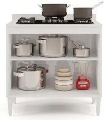 Balcão para Cooktop 80cm 2 Portas Flórida Branco - Lumil Móveis