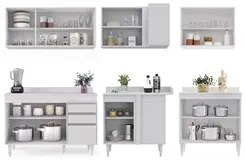 Armário de Cozinha Modulado de Canto 6 Peças CP29 Balcão com Tampo Bra