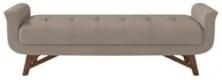 Puff Recamier Calçadeira 160cm Base Madeira Neville Z37 Veludo Bege -