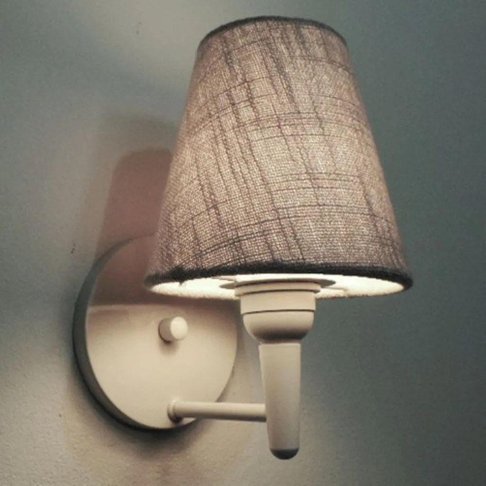 Arandela Cone Md-2004 Base Branco Cúpula em Tecido 14/14x07cm Rustico Cinza - Bivolt