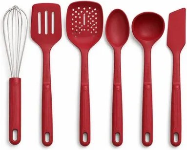 Jogo de Utensílios 6 Peças Tramontina Softta em Silicone Vermelho