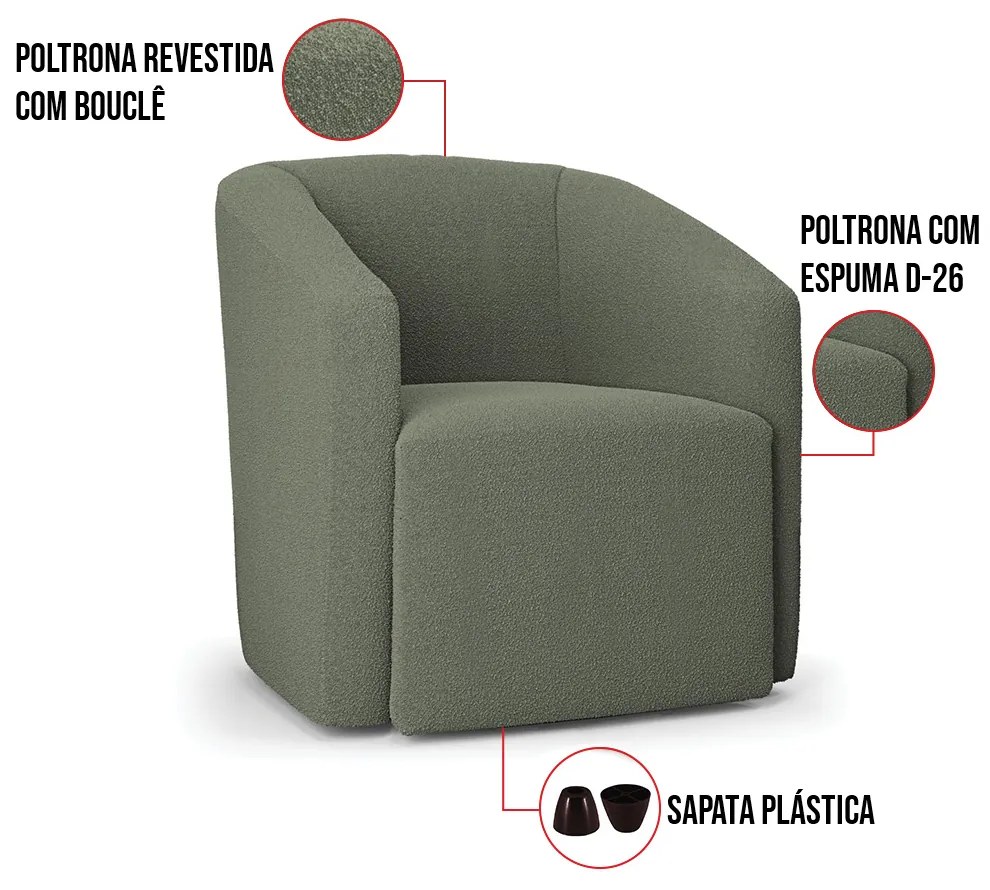 Poltrona Decorativa Orgânica Stella Max Bouclê D03 - D'Rossi - Pistache
