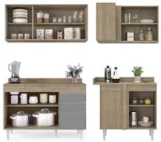 Armário de Cozinha Modulado de Canto Esquerdo 4 Peças CP47 Balcão com