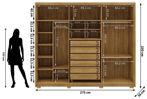 Guarda Roupa Dubai Majestic 6 Portas e 6 Gavetas Nature/Fendi - Vila Rica Móveis