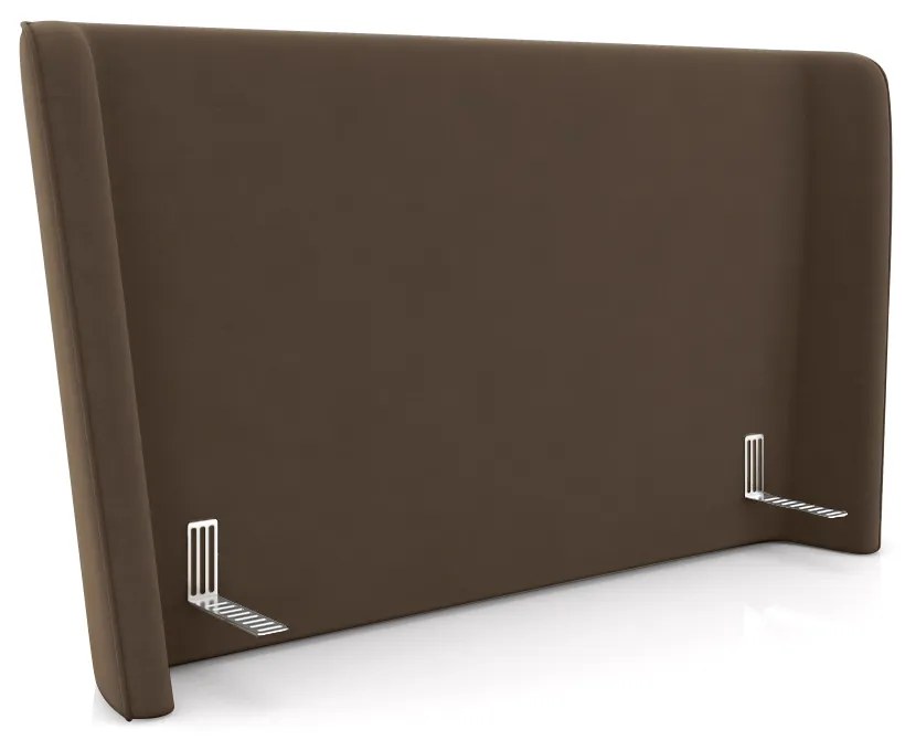 Cabeceira Design para Cama de Casal Torres Pés em Madeira Veludo Marrom G91 - Gran Belo