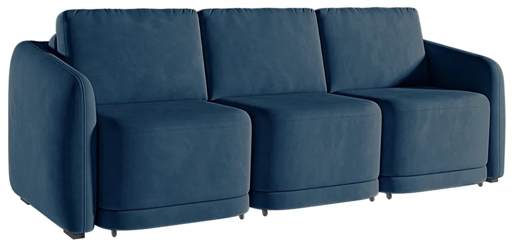 Sofá Cama Modulado Retrátil e Reclinável Decorativo Varsóvia 246cm Veludo Azul Marinho G33 - Gran Belo