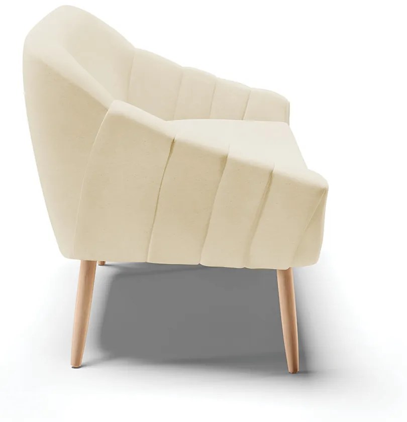 Namoradeira 02 Lugares Giovana Linho Bege A19 Pés Palito Natural - Indo Decorar