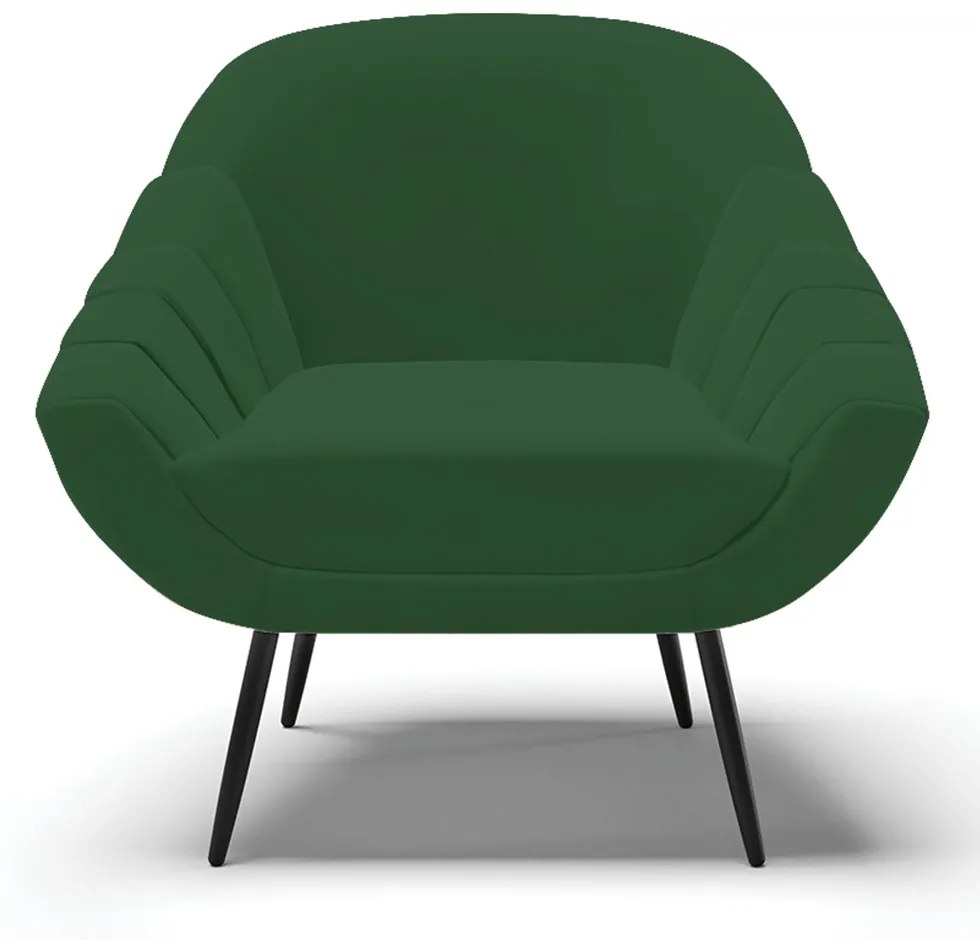 Kit 02 Poltronas Giovana Veludo Pés Palito de Ferro D03 - D'Rossi - Verde Esmeralda