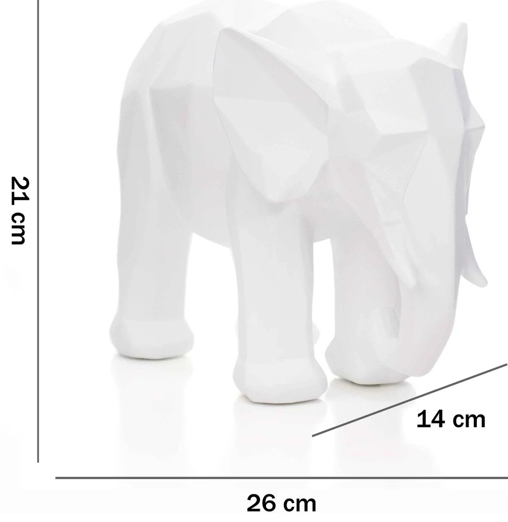 Escultura Elefante Em Poliresina Branco 21x26 Cm - D'Rossi