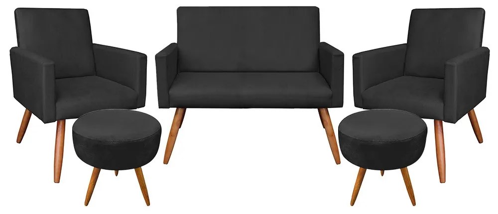 KIT 01 NAMORADEIRA COM 02 POLTRONAS E 02 - Preto