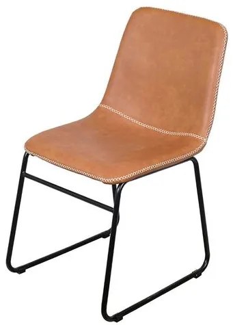 Cadeira Verner Estofada PU Caramelo Base Aco Preto - 71512 Sun House