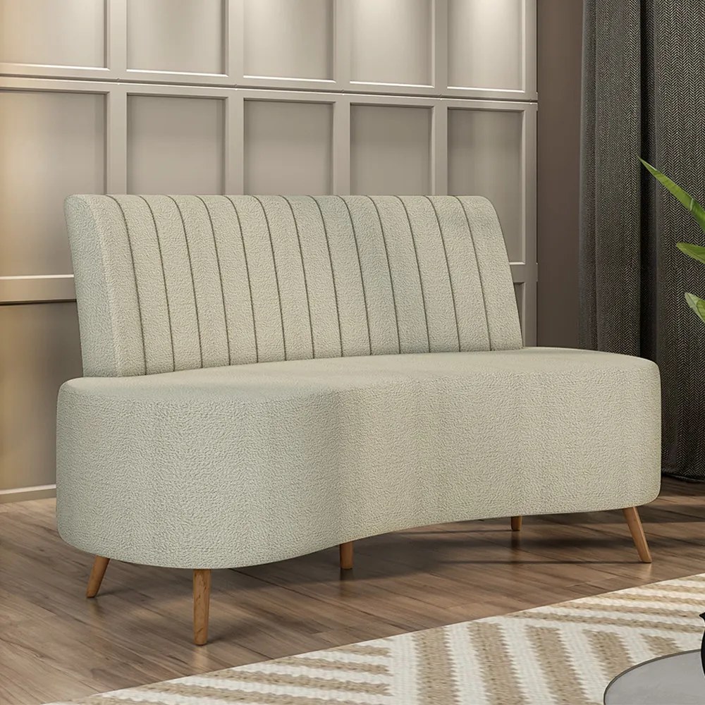 Sofá Living Decorativo 2 Lugares 1,35M Katara Bege Bouclê G33 - Gran Belo