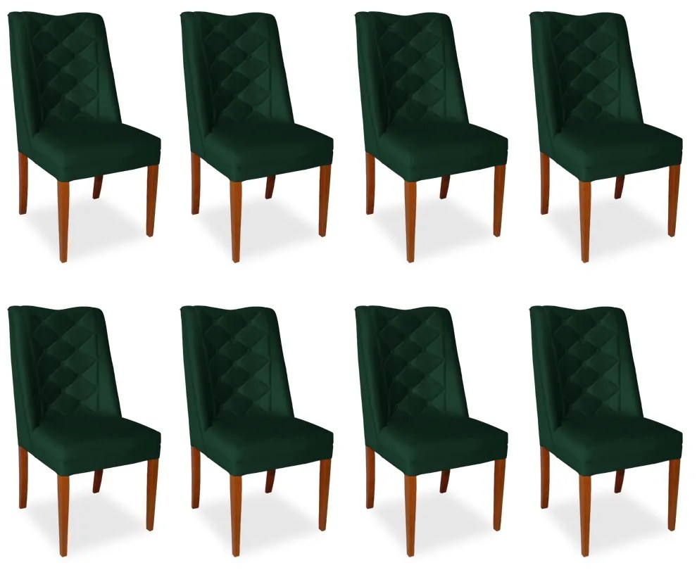 Kit 8 Cadeiras de Jantar Micheli Suede Verde Bandeira