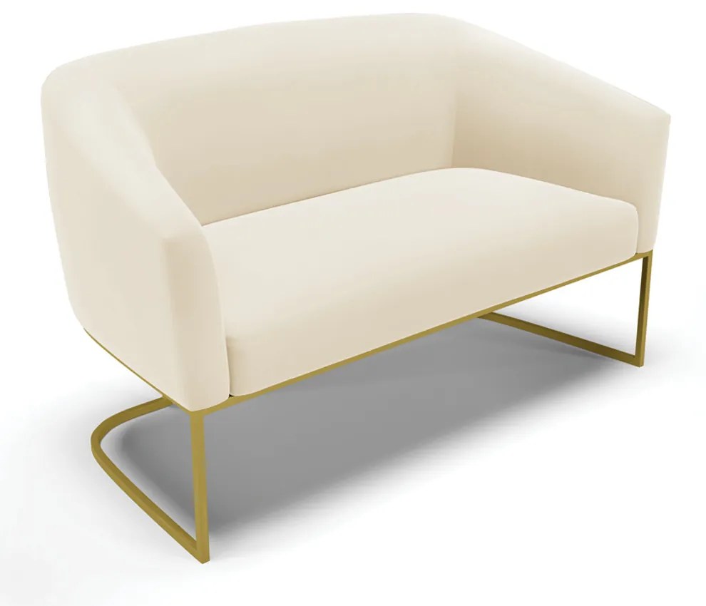 Namoradeira e 2 Poltronas Industrial Dourado Stella Veludo D03 - D'Rossi - Bege