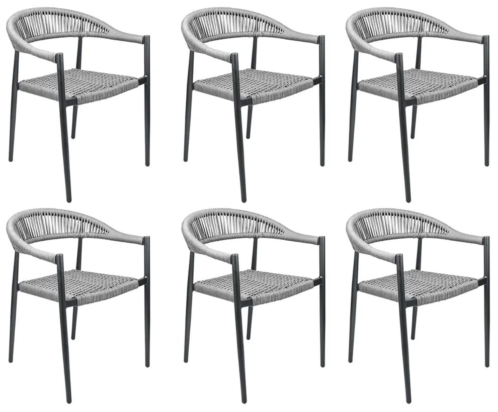 Kit 6 Cadeiras Área Externa de Alumínio Carmy com Corda Naútica Grafite G56 - Gran Belo