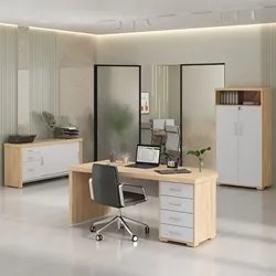 Conjunto Escritório 3 Peças Mesa Lado Direito Corp A06 Carvalho/Branco