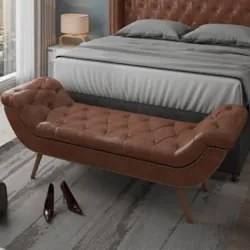 Puff Recamier Calçadeira 160cm Pés Palito Madeira Vêneto Z37 Couríssim